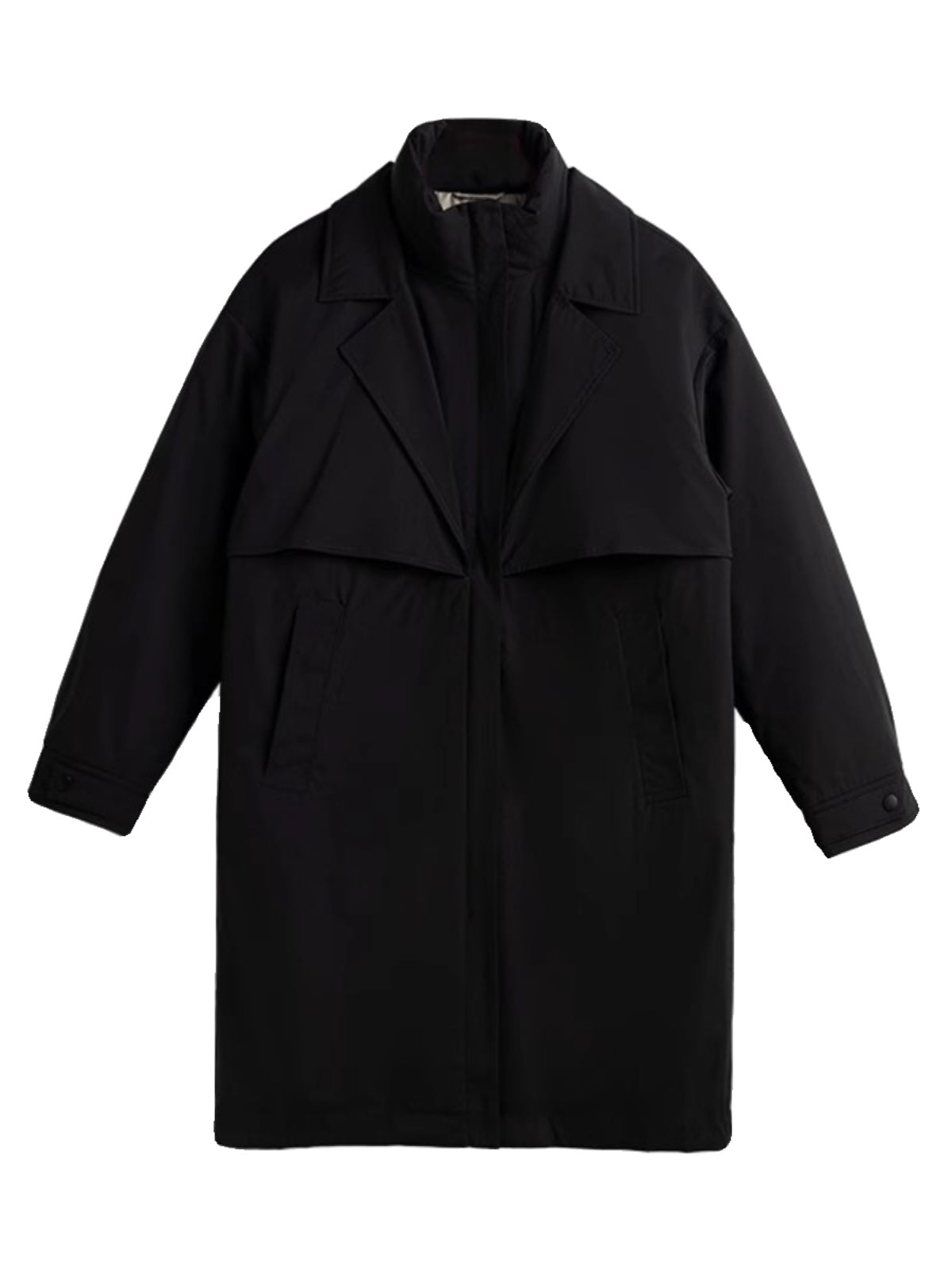 Brabora Men’s Winter Trench Coat Korean Style Mid-Length Cotton Lapel Overcoat
