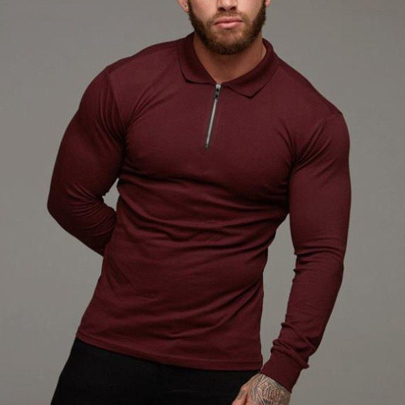 Brabora Men’s Long Sleeve T-Shirt Slim Fit Polo Style Lycra Shirt