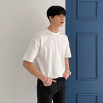 Brabora Men’s Loose Solid Color T-Shirt Summer Thin Cotton Casual Short Sleeve Top