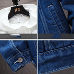Brabora Men’s Denim Jacket Slim Fit Lapel Long Sleeve Casual Student Outerwear