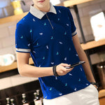 Brabora Men’s Short Sleeve Polo T-Shirt Summer Thin Lapel Tee with Fawn Print