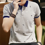 Brabora Men’s Short Sleeve Polo T-Shirt Summer Thin Lapel Tee with Fawn Print
