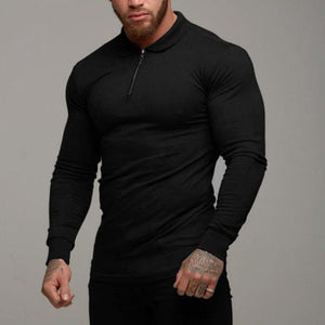 Brabora Men’s Long Sleeve T-Shirt Slim Fit Polo Style Lycra Shirt