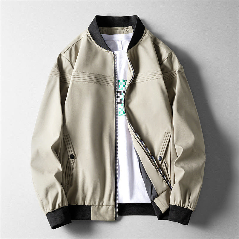 Brabora Men’s Casual Baseball Jacket Lightweight Polyester Bomber for Middle-Aged Men