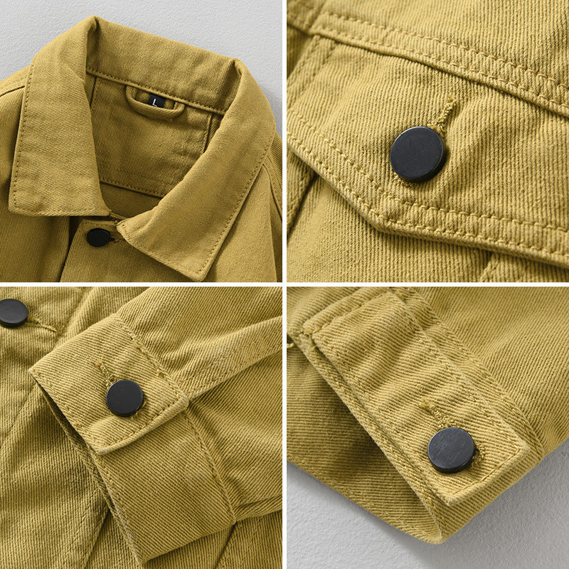 Brabora Men’s French Retro Denim Jacket Shirt Japanese Workwear Casual Spring & Autumn Coat
