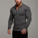 Brabora Men’s Long Sleeve T-Shirt Slim Fit Polo Style Lycra Shirt