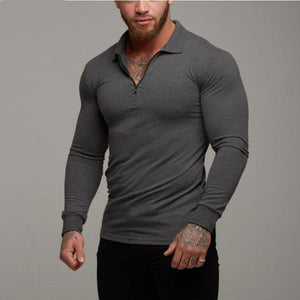 Brabora Men’s Long Sleeve T-Shirt Slim Fit Polo Style Lycra Shirt