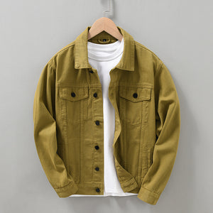Brabora Men’s French Retro Denim Jacket Shirt Japanese Workwear Casual Spring & Autumn Coat