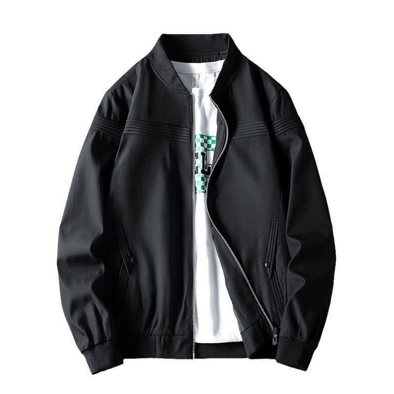Brabora Men’s Casual Baseball Jacket Lightweight Polyester Bomber for Middle-Aged Men