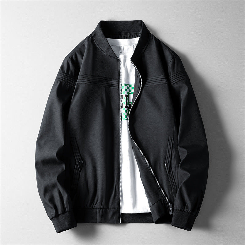 Brabora Men’s Casual Baseball Jacket Lightweight Polyester Bomber for Middle-Aged Men